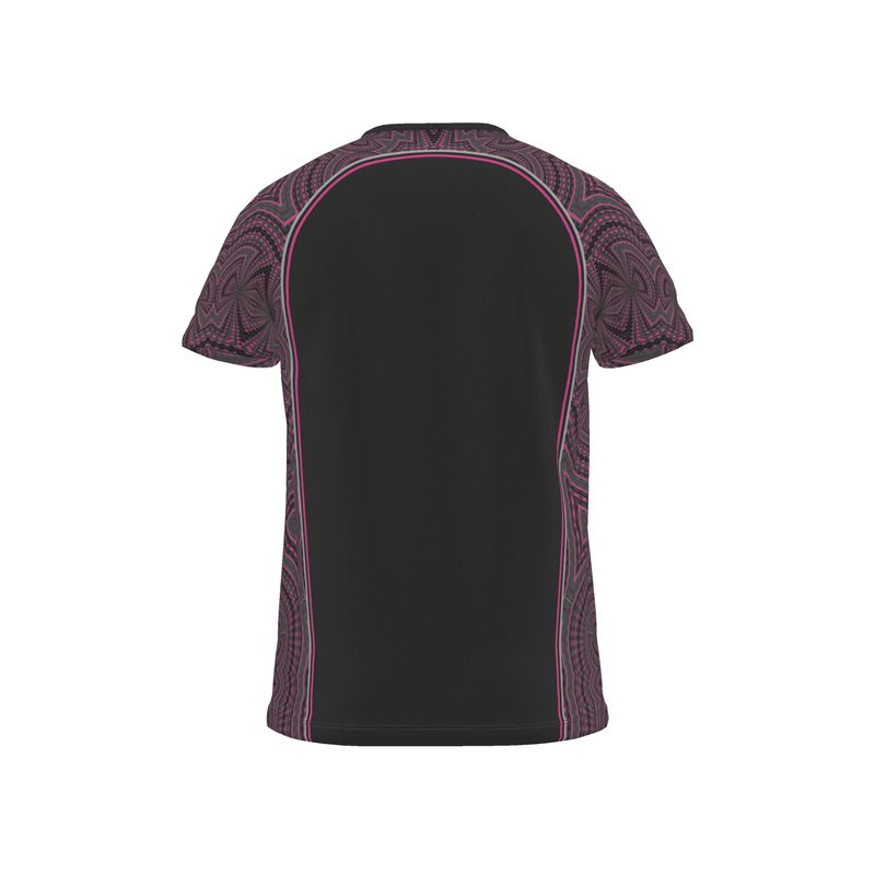 All Over Print T Shirt in Contours Pattern Fuchsia Carbon