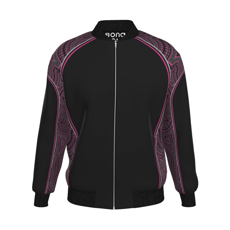 Bomber Jacket  in Contours Pattern Fuchsia Carbon