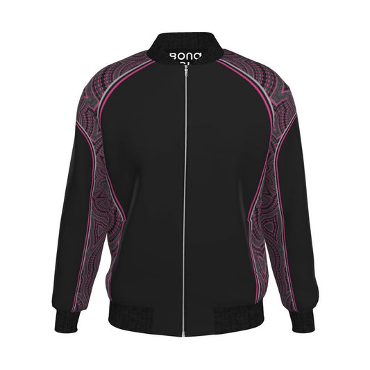 Bomber Jacket  in Contours Pattern Fuchsia Carbon