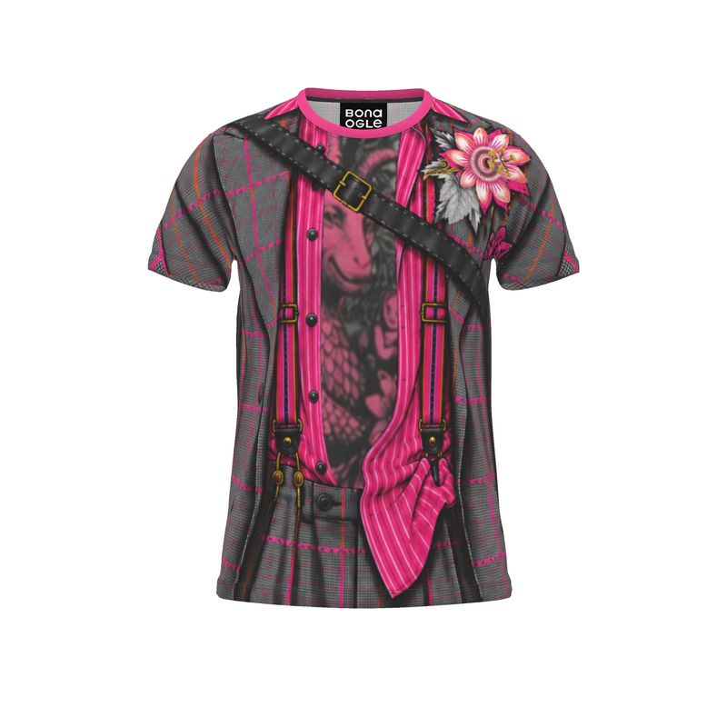 All Over Print T Shirt  in Trompe Toile Fuchsia Carbon