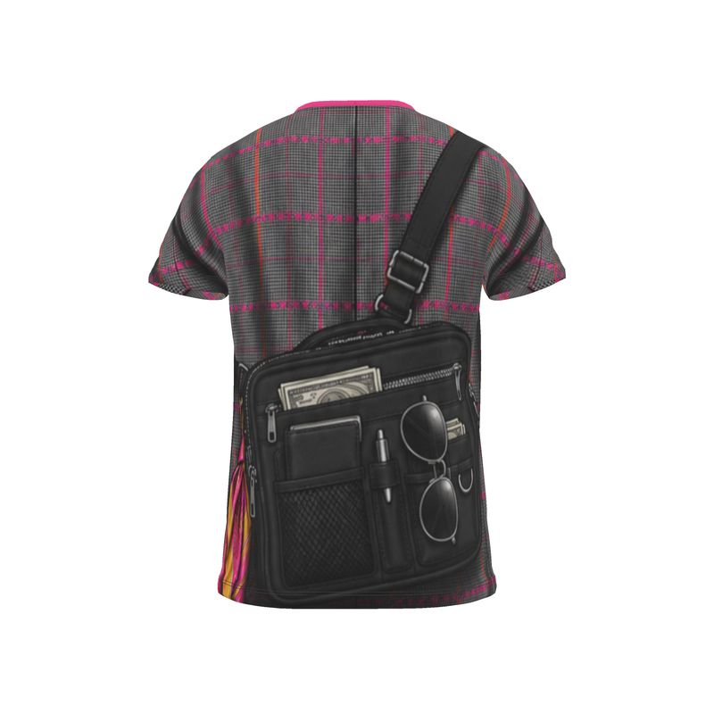 All Over Print T Shirt  in Trompe Toile Fuchsia Carbon