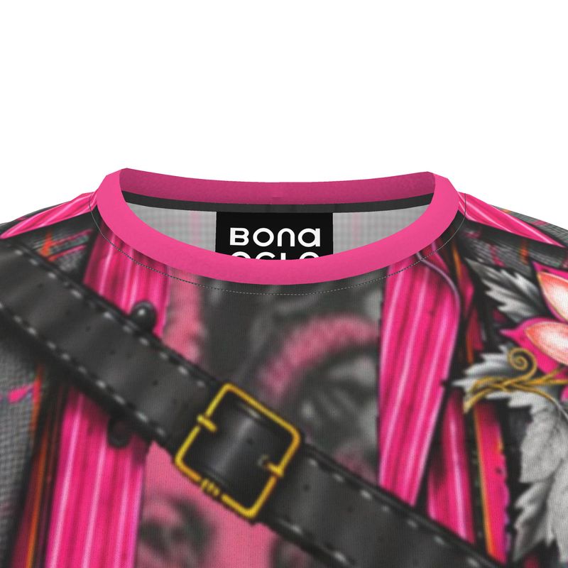 All Over Print T Shirt  in Trompe Toile Fuchsia Carbon