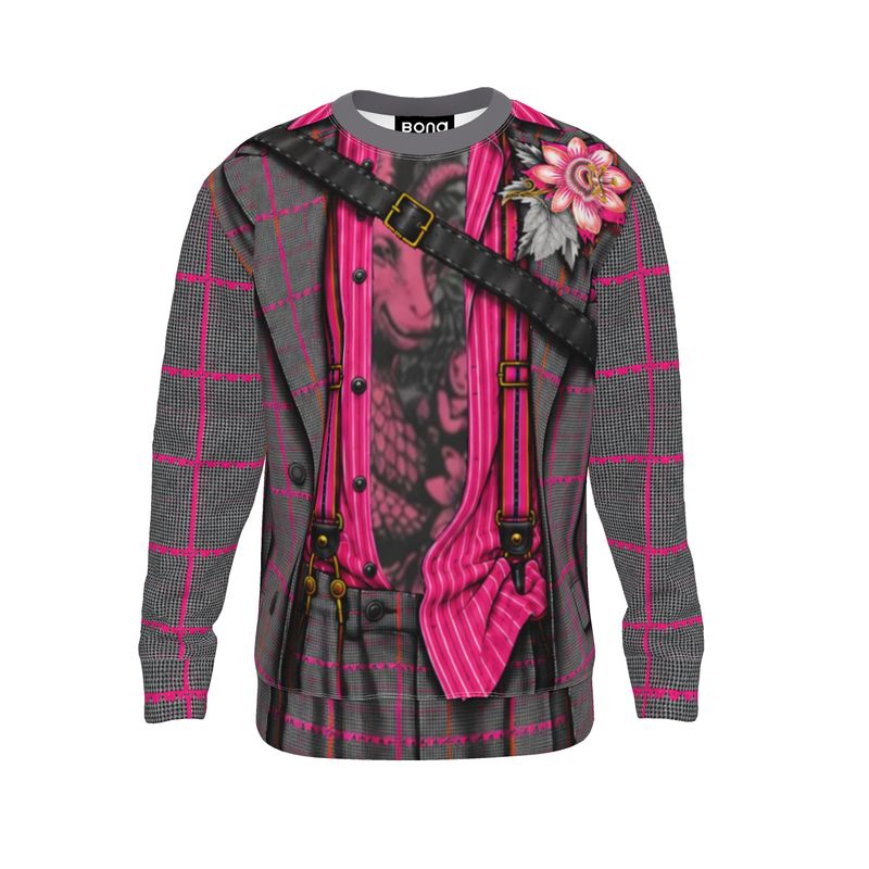 Sweatshirt  in Trompe Toile Fuchsia Carbon