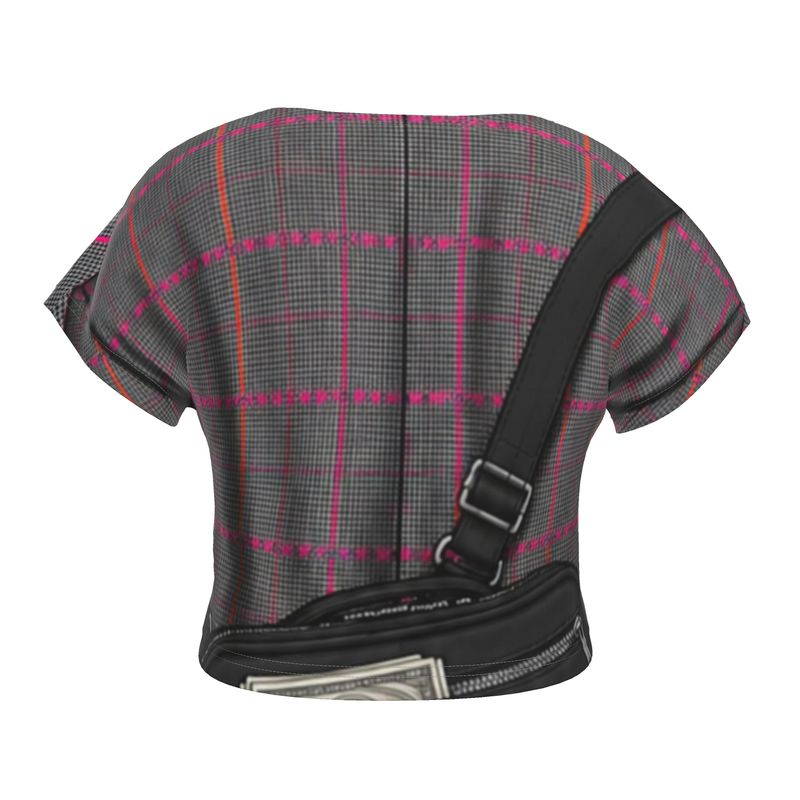 Crop Top in Trompe Toile Fuchsia Carbon