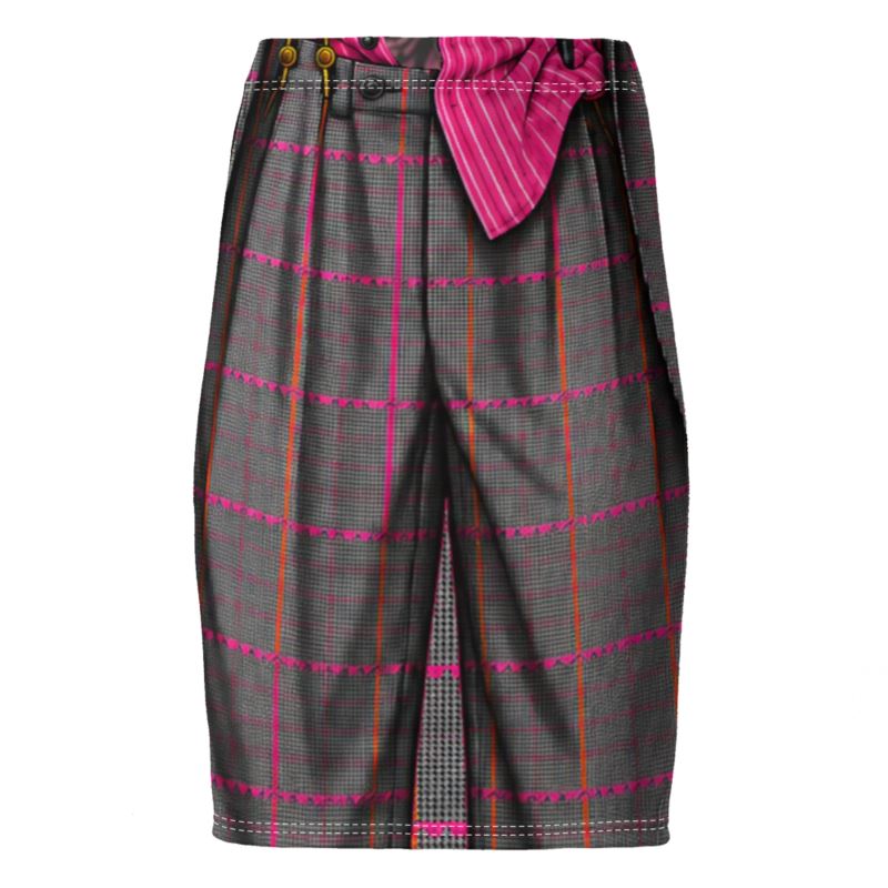 Pencil Skirt in Trompe Toile Fuchsia Carbon.