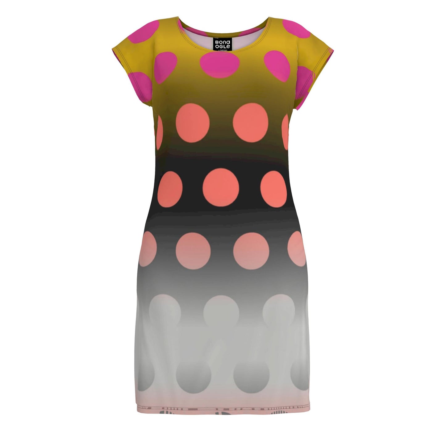 Tunic T Shirt Dress in Ombre Polka Golden Dawn
