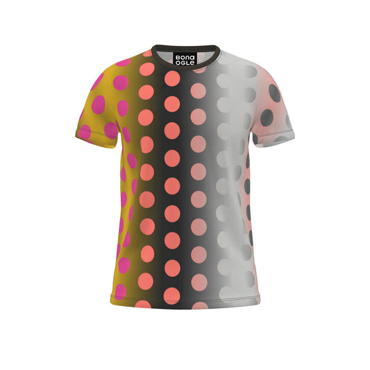 All Over Print T Shirt in Ombre Polka Goden Dawn