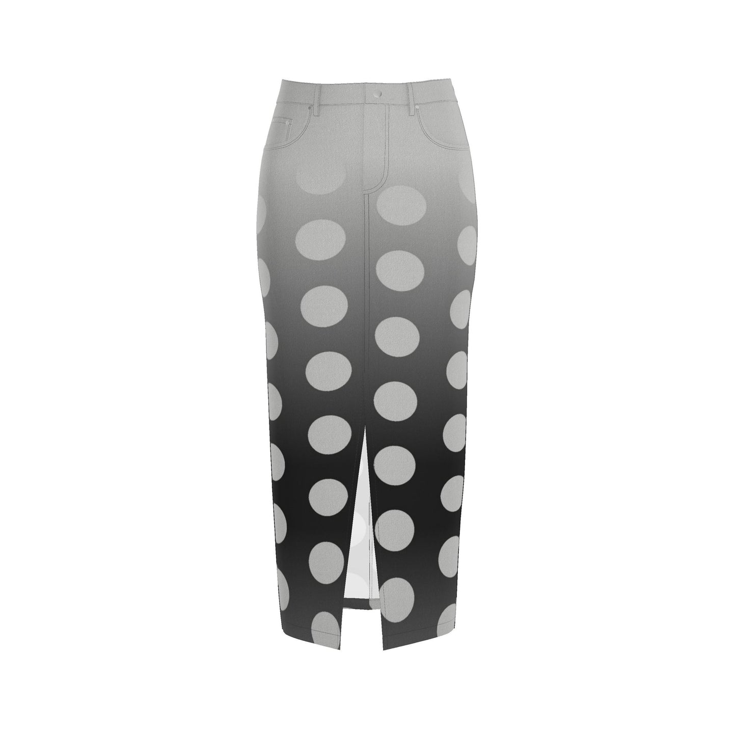 Denim Maxi Skirt in Ombre Polka  Carbon Gray