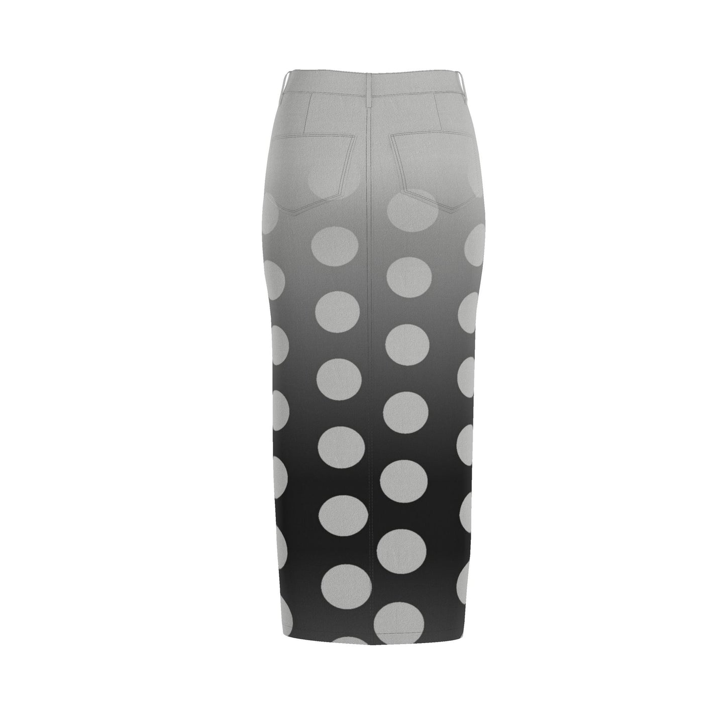 Denim Maxi Skirt in Ombre Polka  Carbon Gray