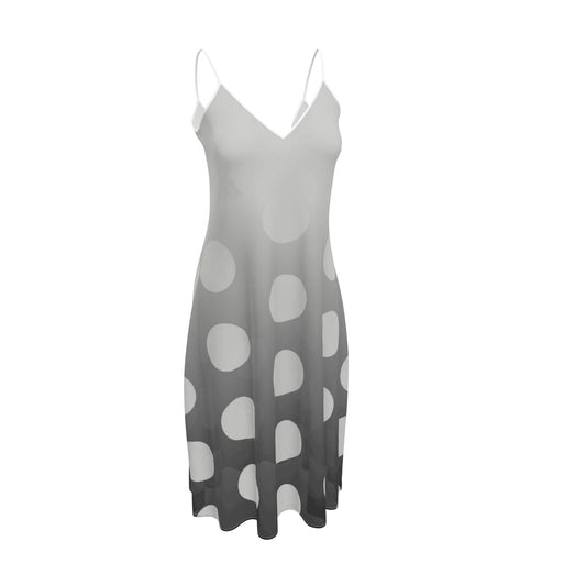 Sleeveless Midi Dress in Ombre Polka Carbon Gray