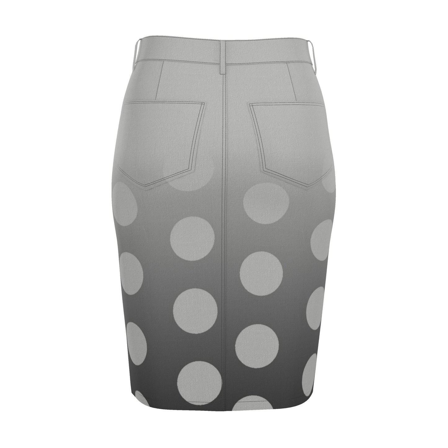 Denim Midi Skirt in Ombre Polka Carbon Gray