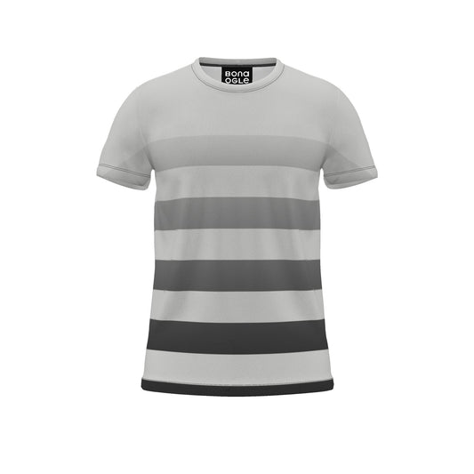 All Over Print T Shirt in Ombre Stripe Carbon Gray