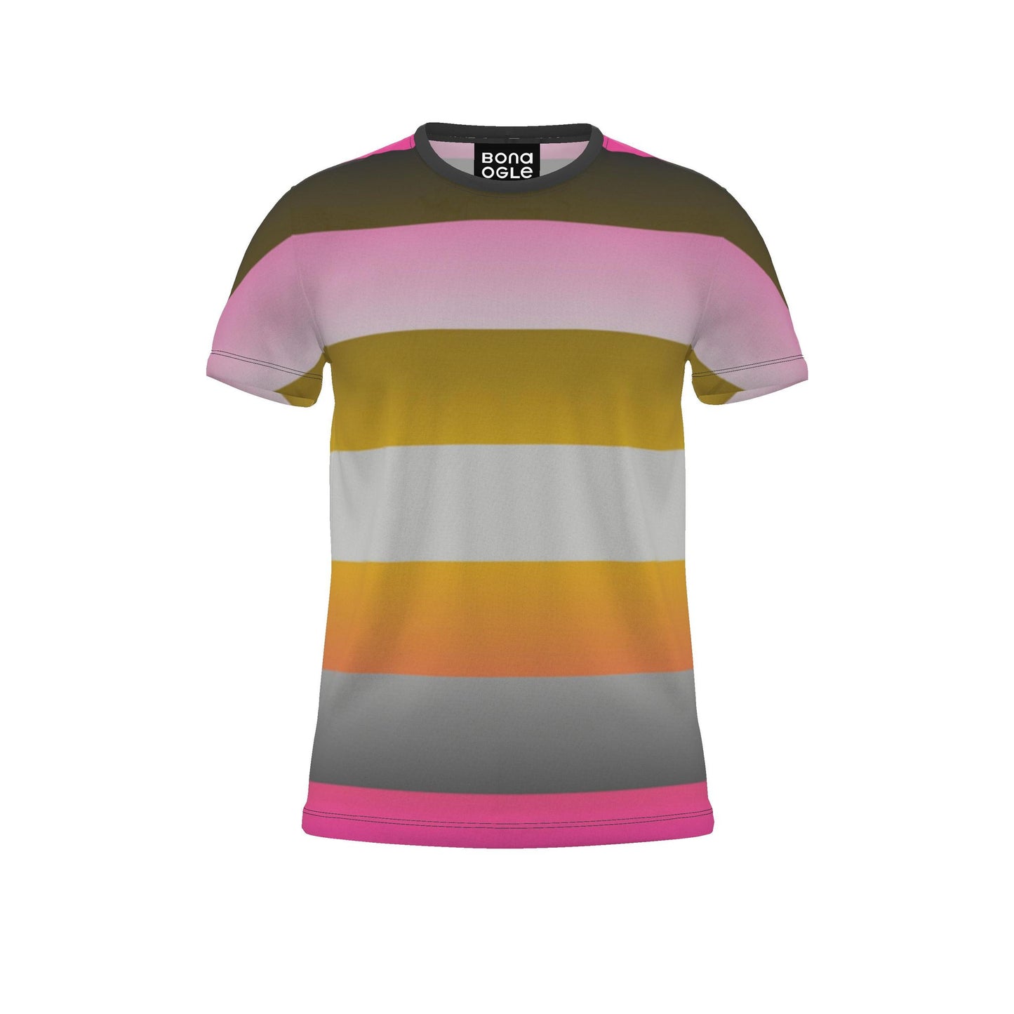 All Over Print T Shirt in Ombre Stripe Golden Dawn