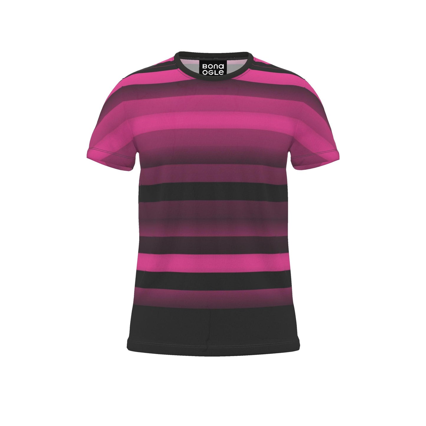 All Over Print T Shirt in Ombre Stripes Carbon Fuchsia