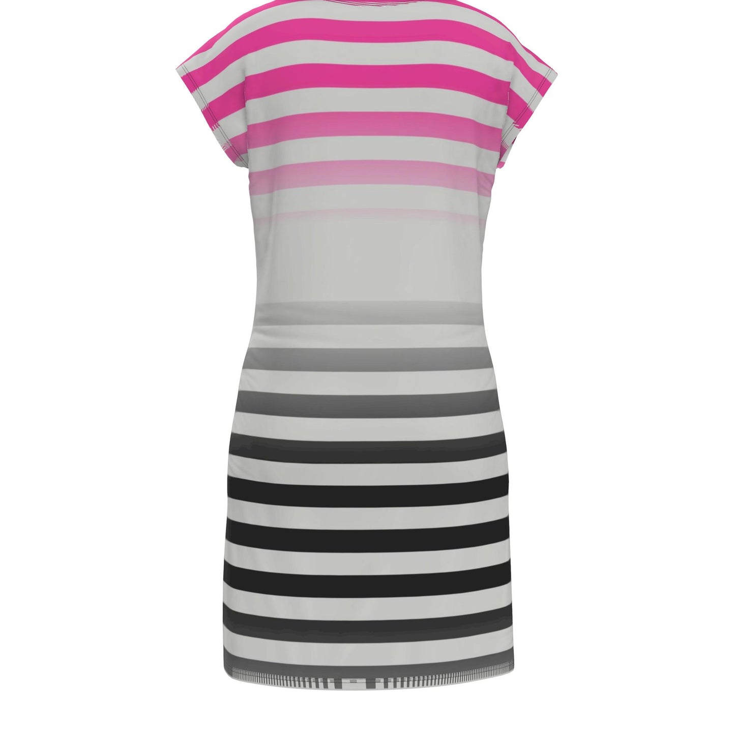 Tunic T Shirt Dress in Ombre Stripe Fuchsia Carbon Gray