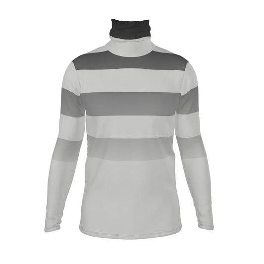 Slin Fit Roll Neck Top in Ombre Stripe Carbon Gray