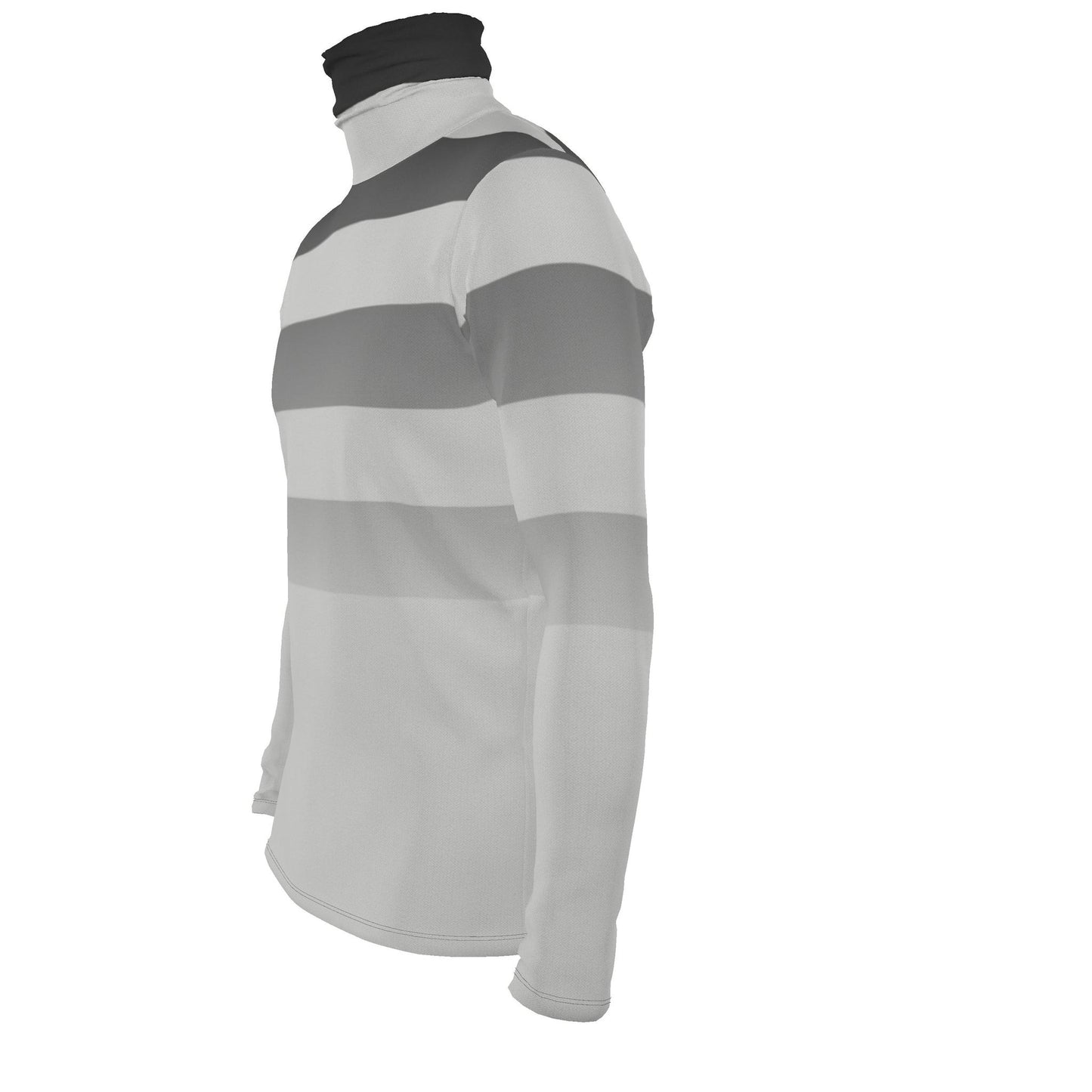 Slin Fit Roll Neck Top in Ombre Stripe Carbon Gray