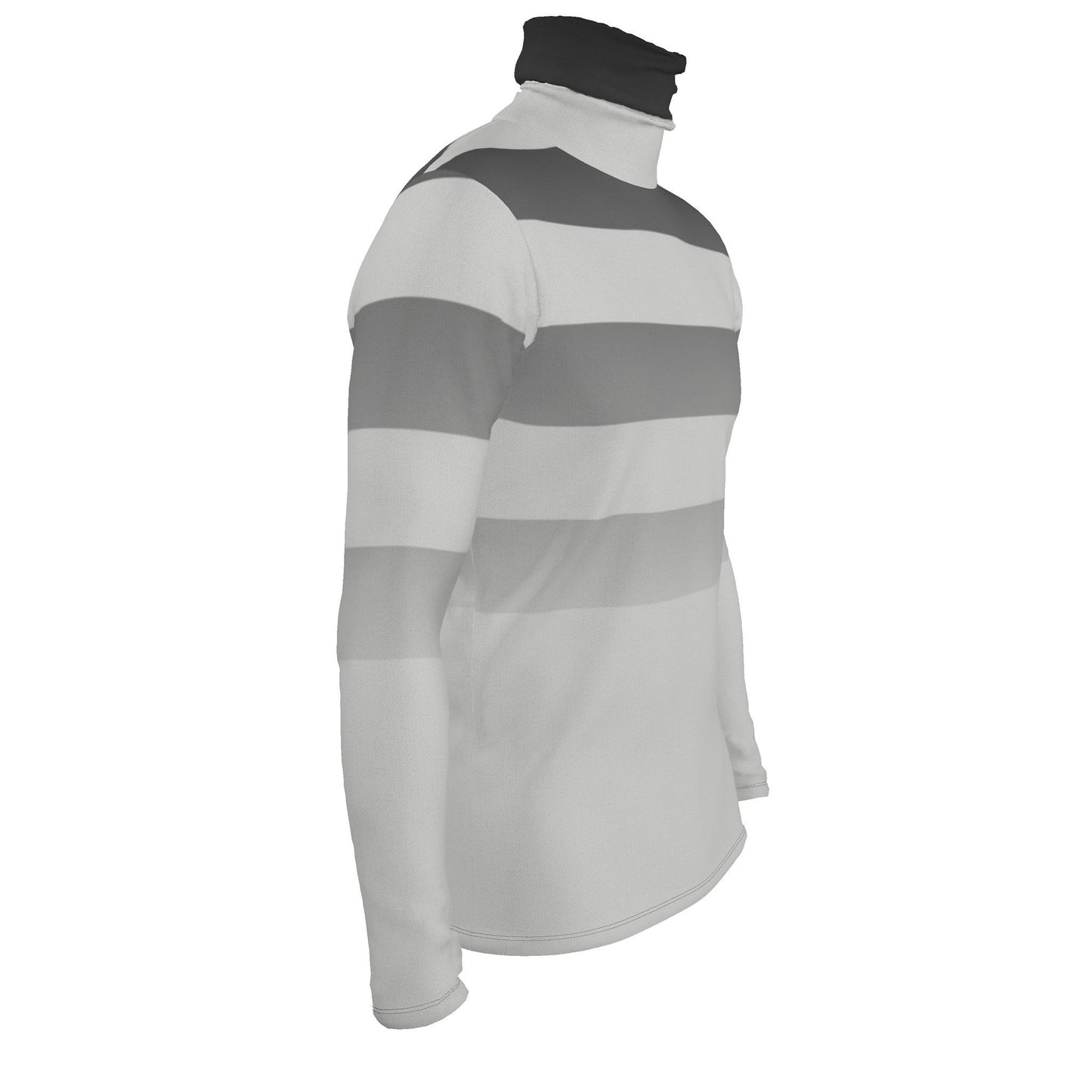 Slin Fit Roll Neck Top in Ombre Stripe Carbon Gray