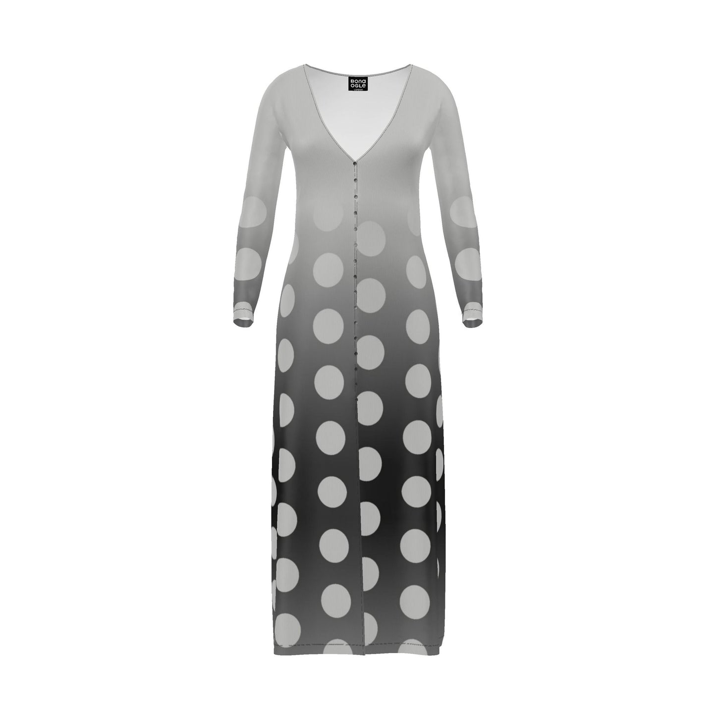 Cardigan Dress in Ombre Polka Gray Carbon