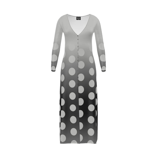 Cardigan Dress in Ombre Polka Gray Carbon