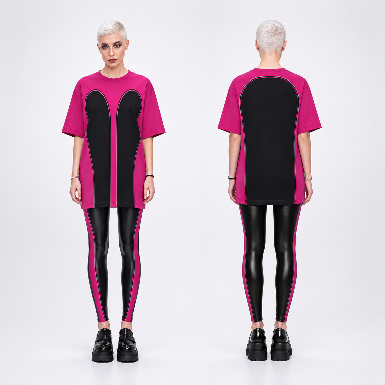 Leggings in Contours Fuschia Carbon