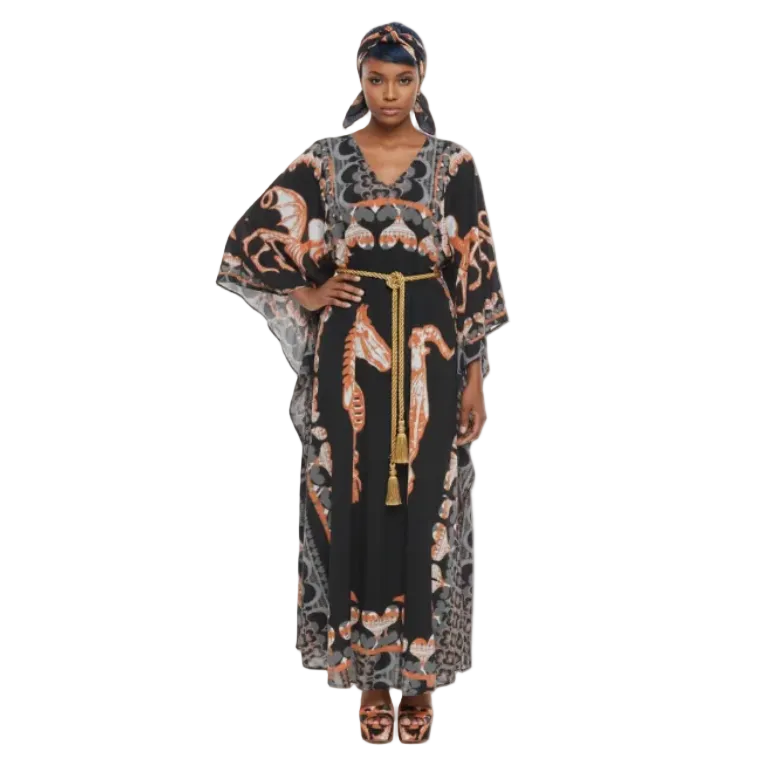 Kaftan in Bona Bones Gray Coral