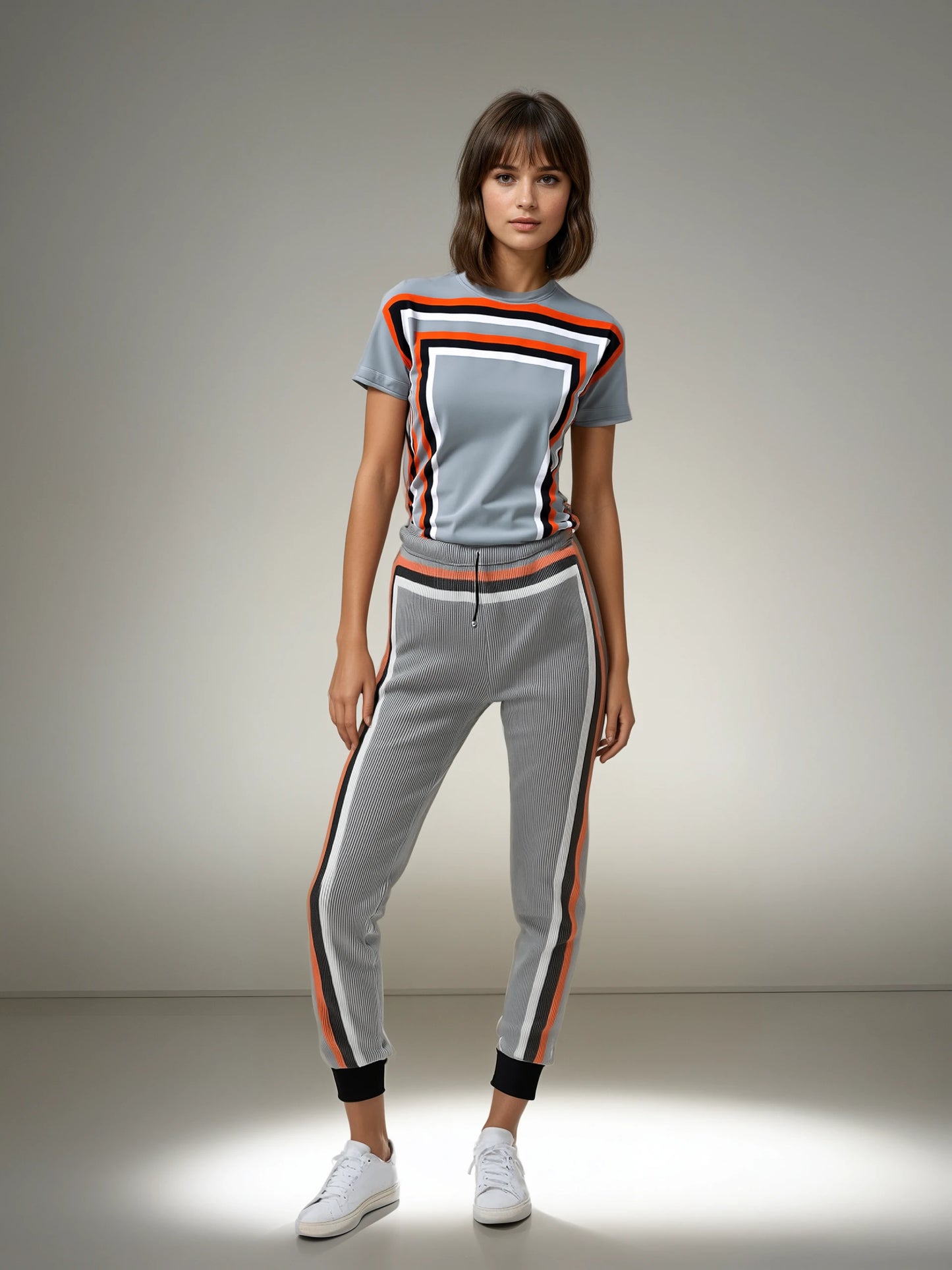 Jogging Bottoms in 3D Square Gray Coral