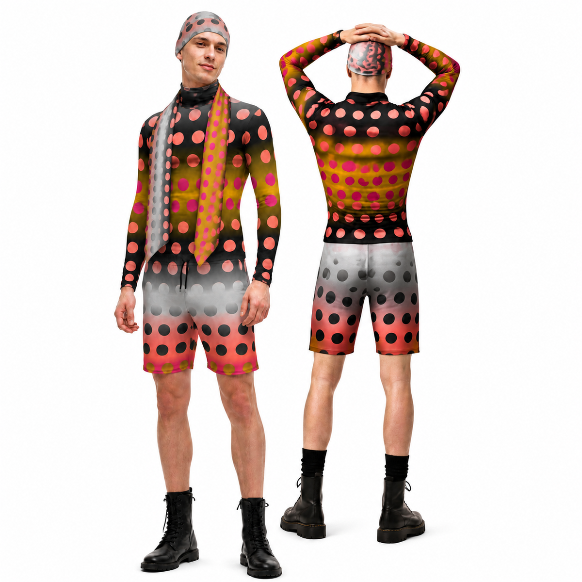 Mens Sweat Shorts in Ombre Polka Golden Dawn