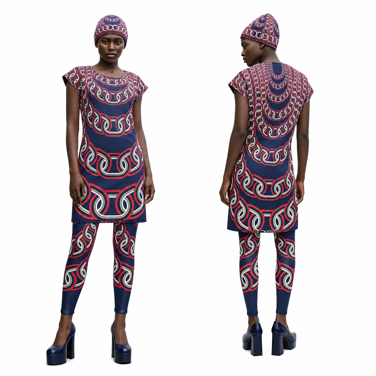 Leggings in Graduating Chains Blue