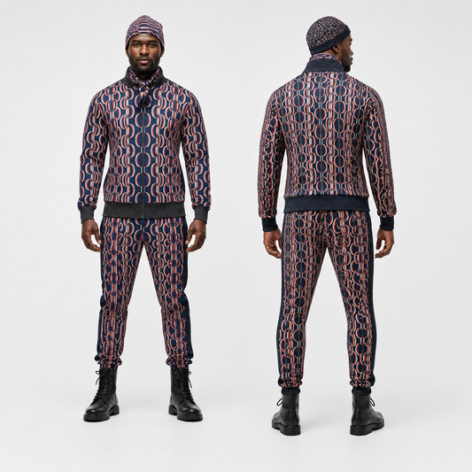 Tracksuit Set in Scallops 3D Blue