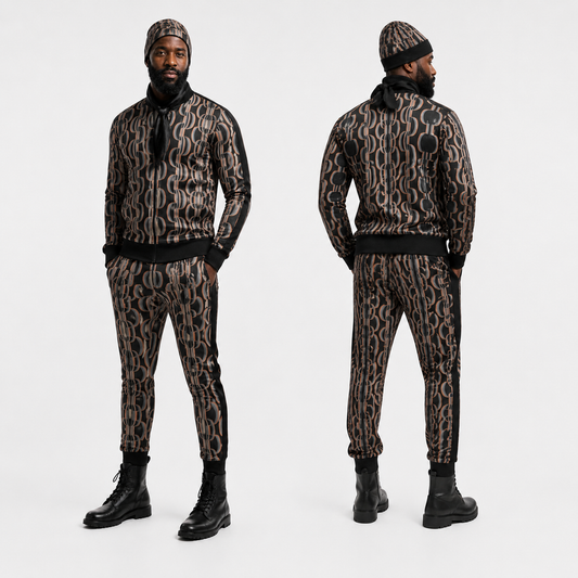 Tracksuit Set in 3D Scallops Gray Coral