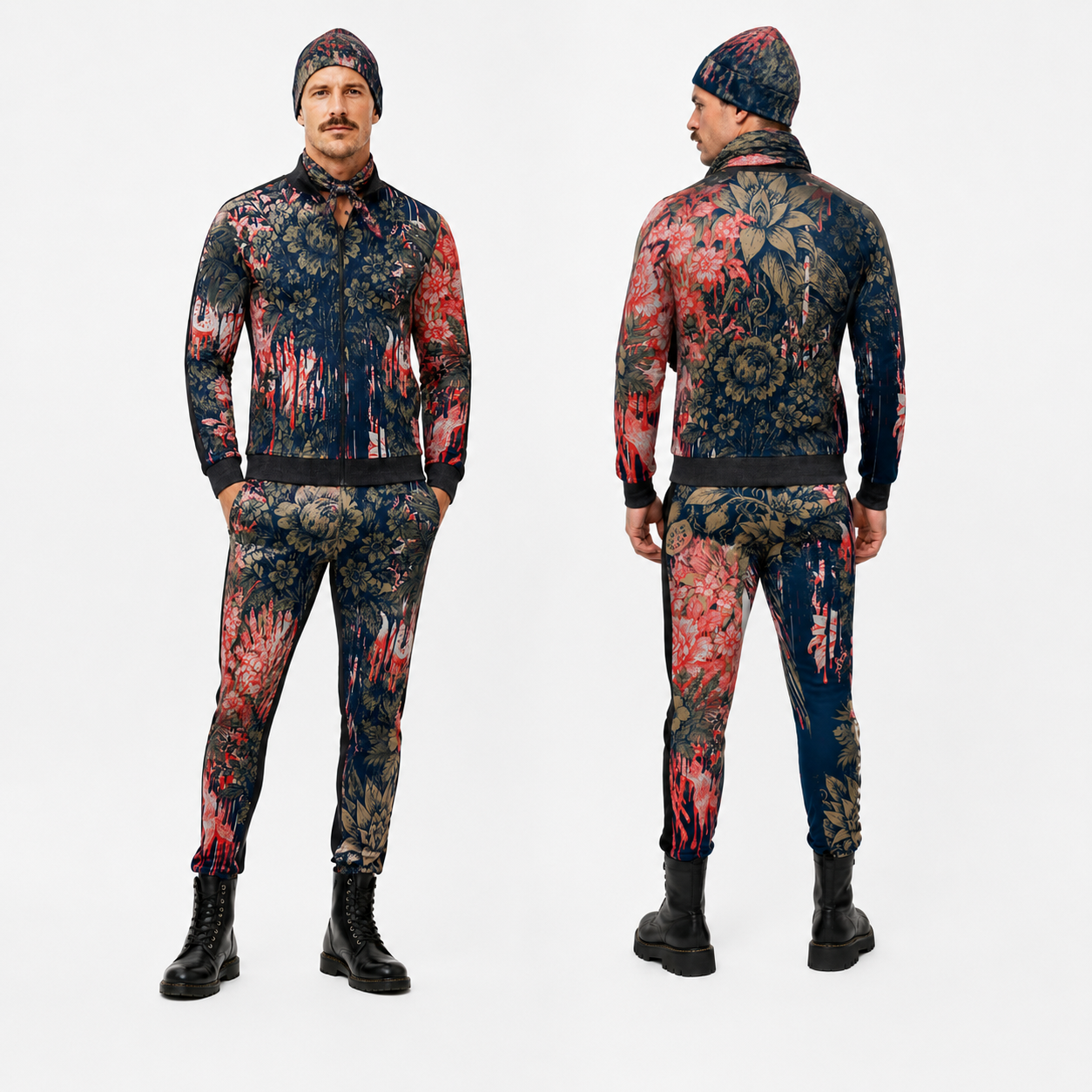 Tracksuit Set in Dripping Flowers Blue