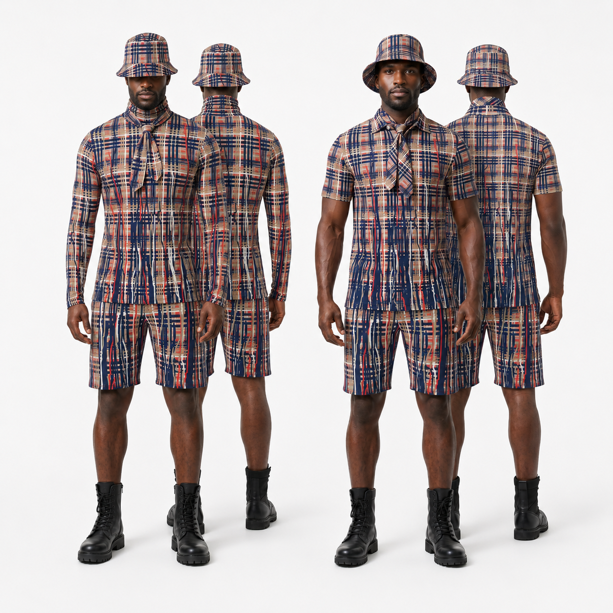 Three Piece Co-ord Set in Dripping Plaid Blue