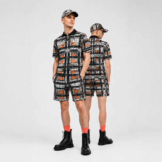 Polo Co-ord Set in Harness Gray Coral