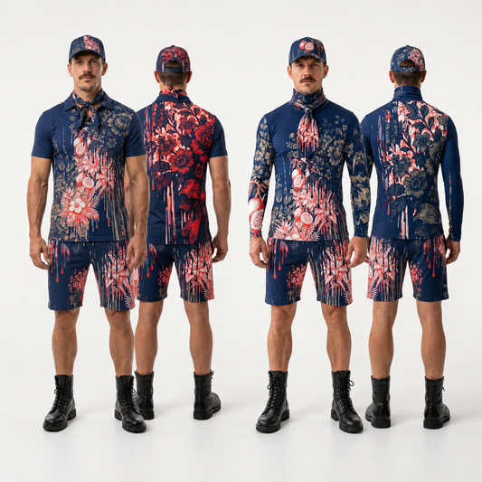 Three Piece Co-ord Set in Dripping Flowers Blue