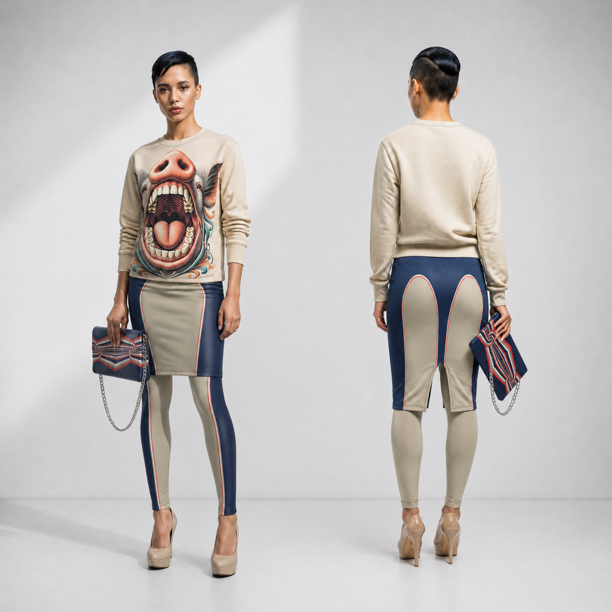 Pencil Skirt in Narrow Arch Blue