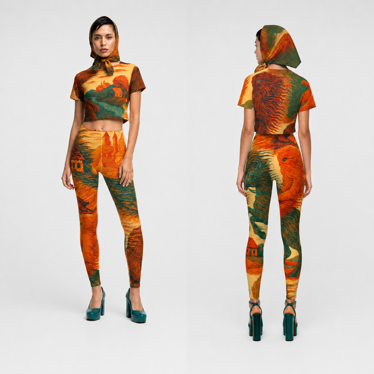 High Waisted Leggings in Tempest Landscape