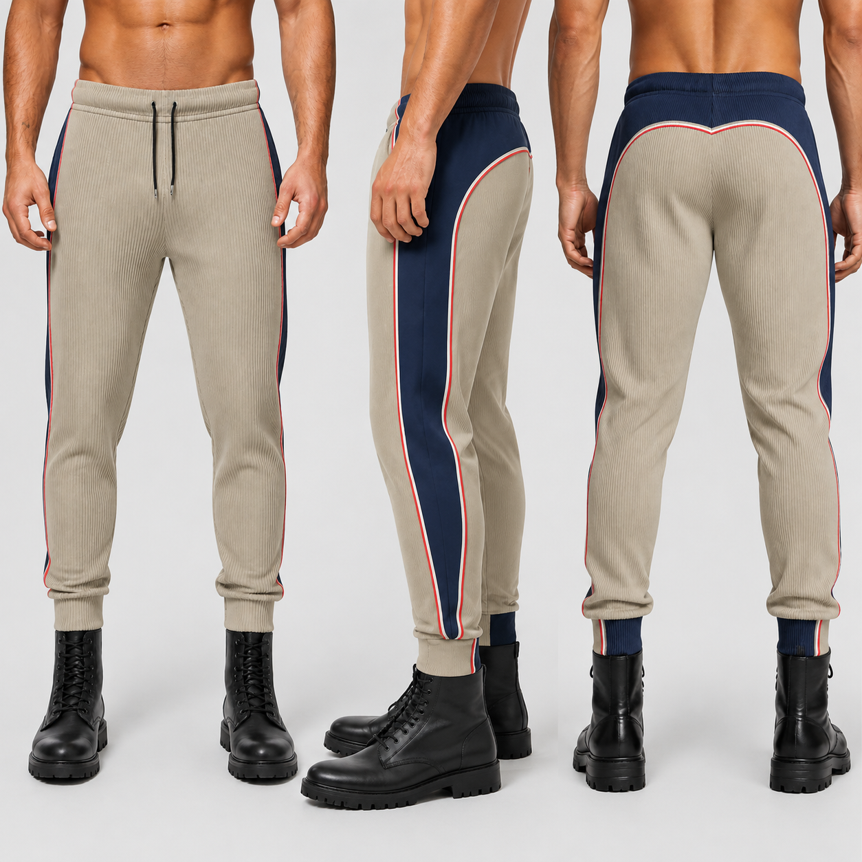Jogging Bottoms in Contours Blue Beige