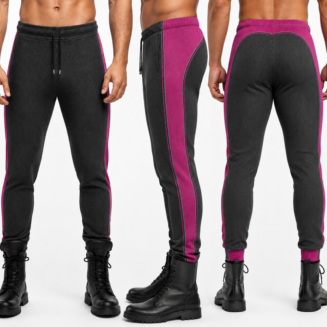 Jogging Bottoms in Contours Fuchsia Carbon