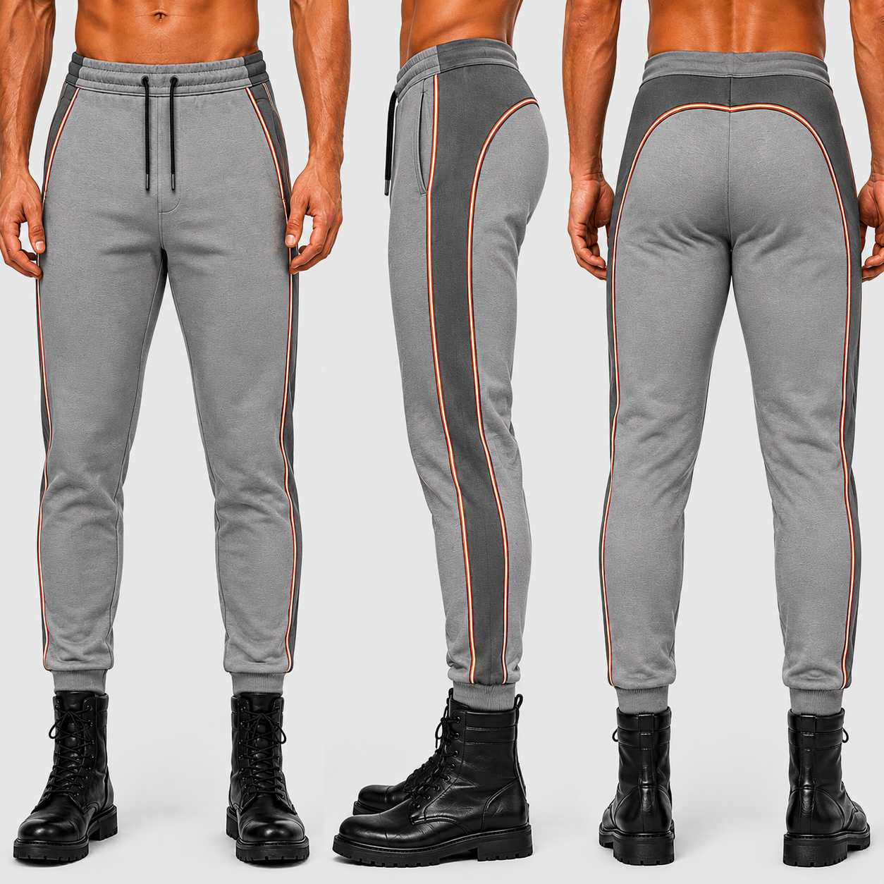 Jogging Bottoms in Contours Grey Coral