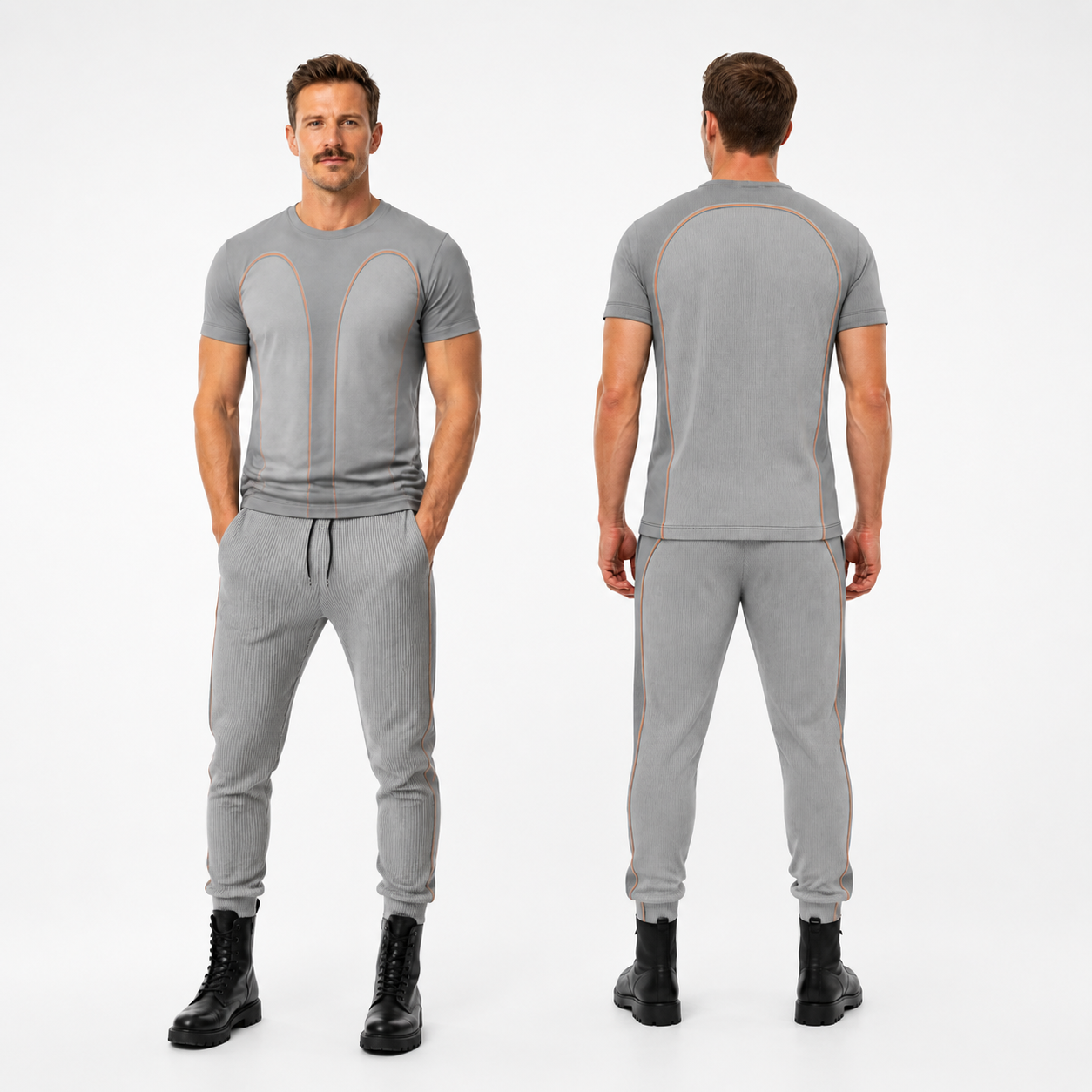 Sweatshirt in Contours Grey Coral
