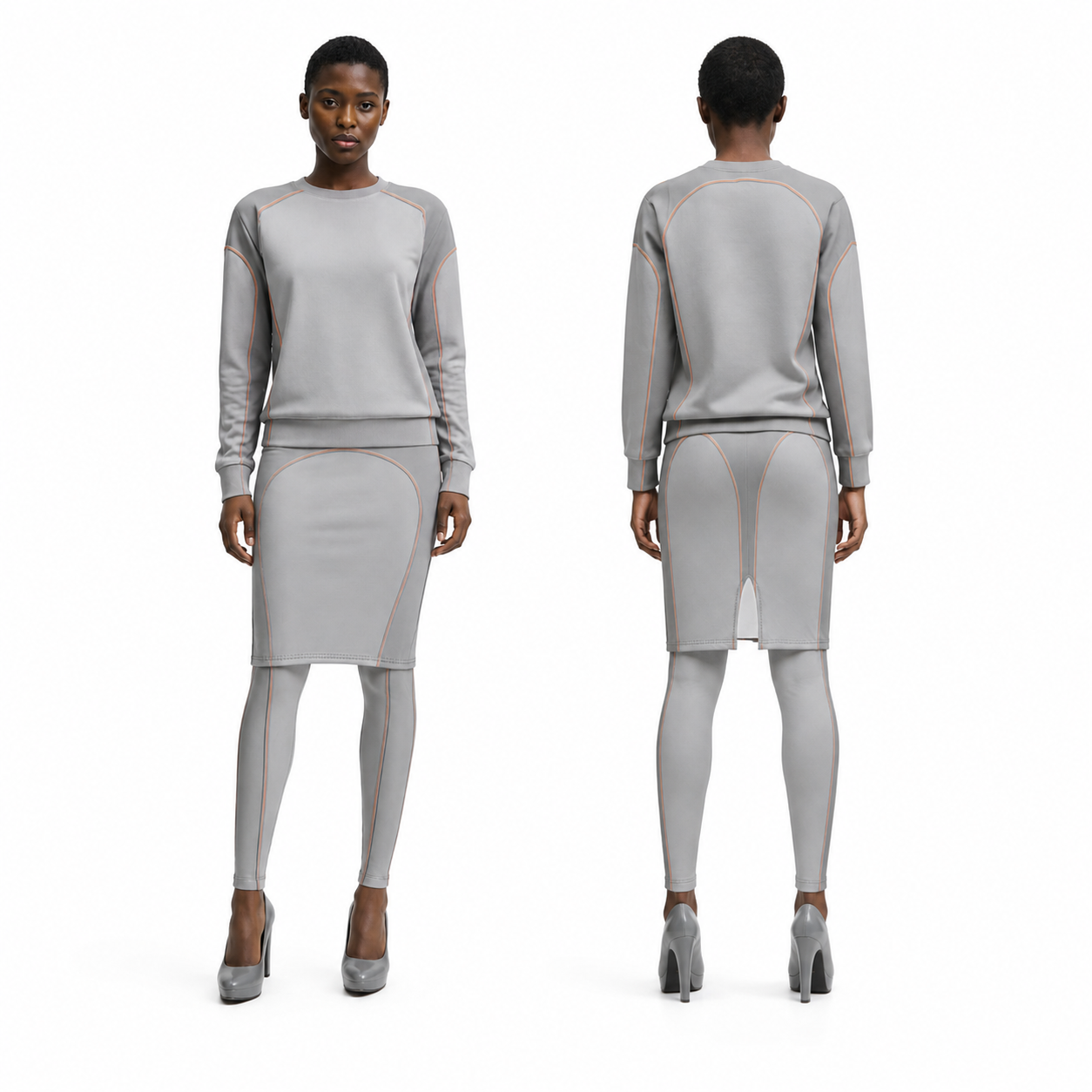 Sweatshirt in Contours Grey Coral