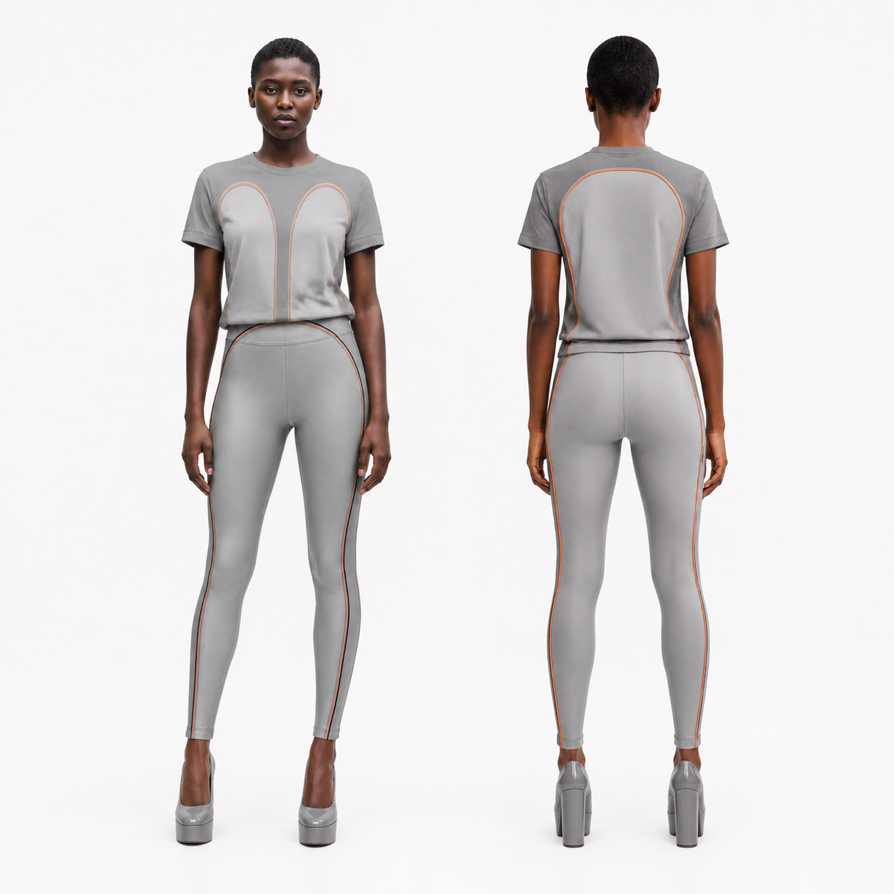 Leggings in  Contours Gray Coral