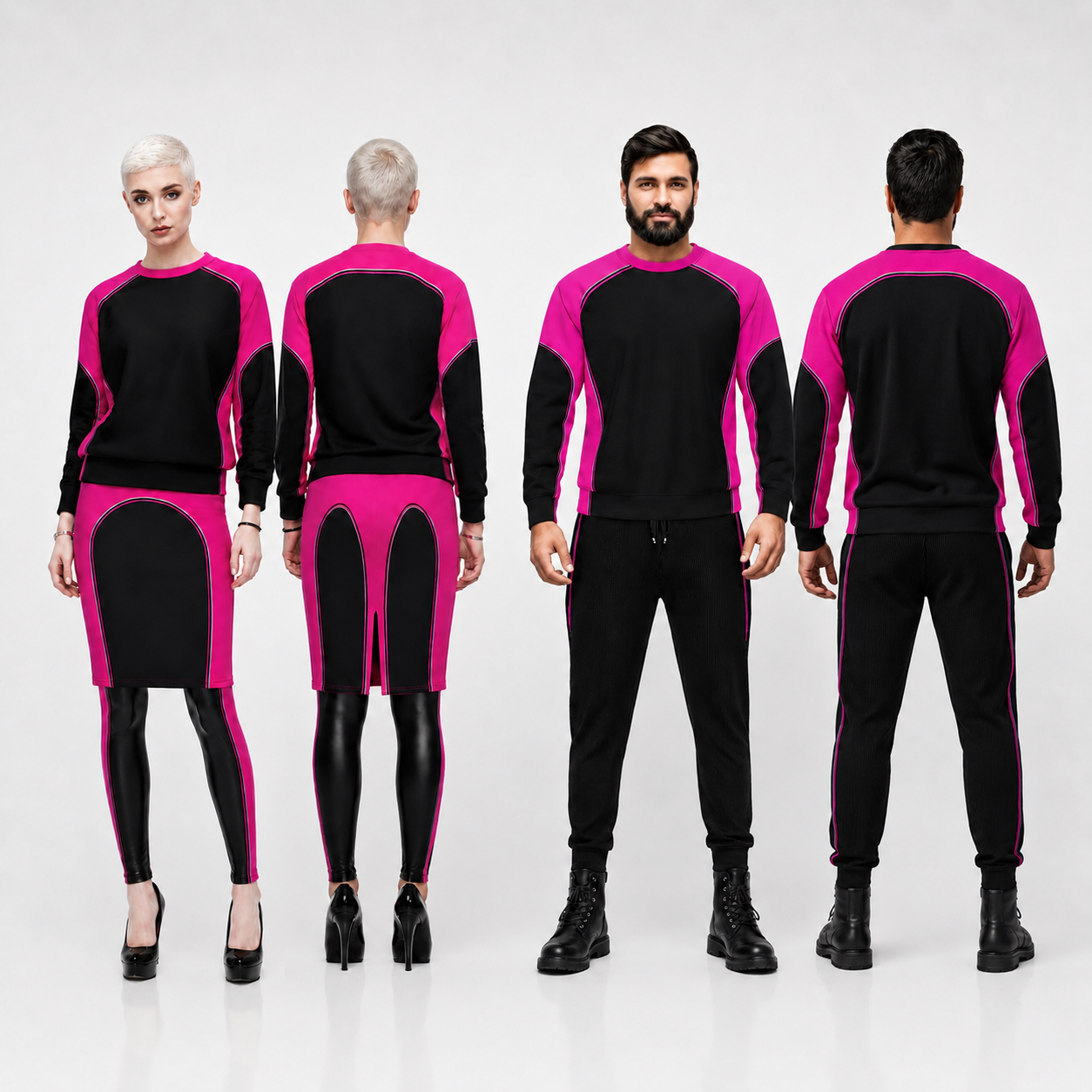 Sweatshirt in Contours Fuchsia Carbon