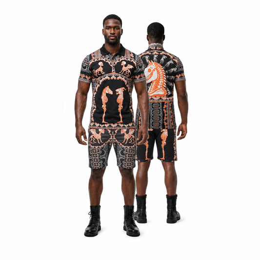 Polo Co-ord Set in Bona Bones Gray Coral