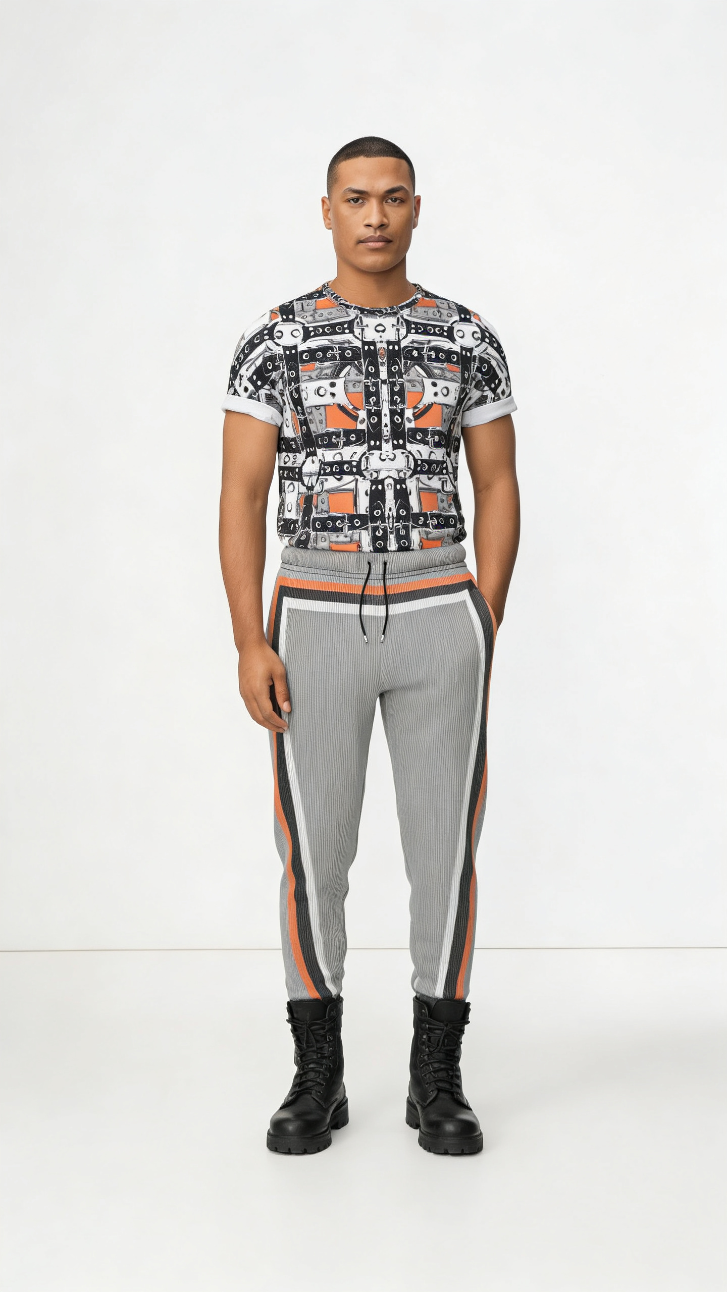 All Over Print T Shirt in Harness Grey Coral