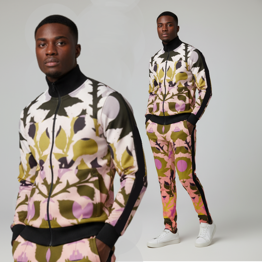 Tracksuit Jacket in Spots Stripes Roses, Golden Sunset