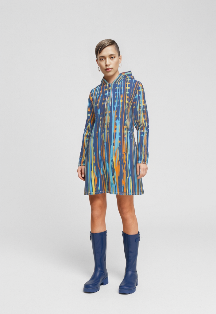 Womens Cut Rain Mac in Dripping Stripe Vivid