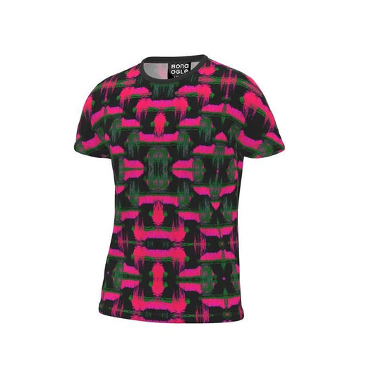 All Over Print T shirt in waterfall drips pink - BONA OGLE LONDON