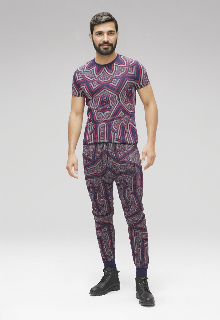 Jogging Bottoms in Geo Chains blue